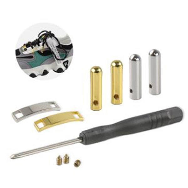 1 set metall skosnören Tips Head Shoe Lace Lock DIY Skotillbehör Gold