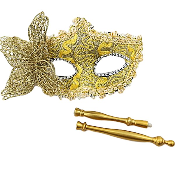 Halloween Party Naamio Holding Stick Naamiaisnaamiolla Gold