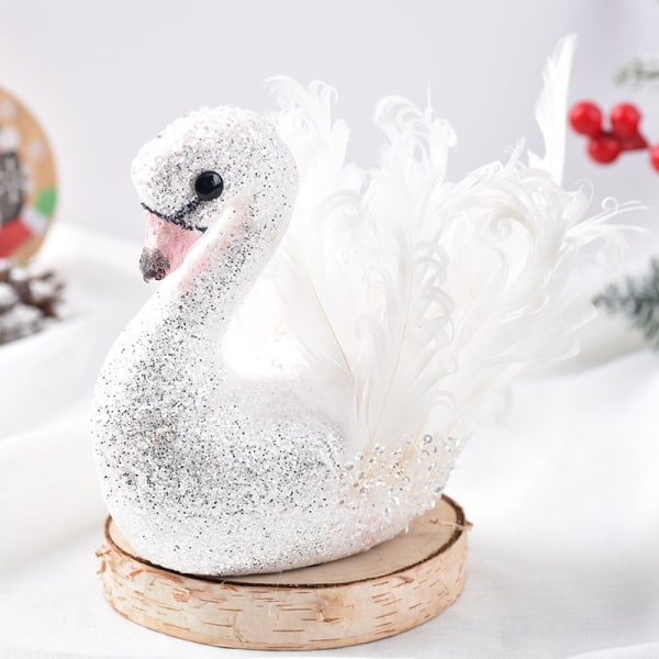 Christmas Swan Fönster Dekoration Feather Bird Foam A1 18*8*15