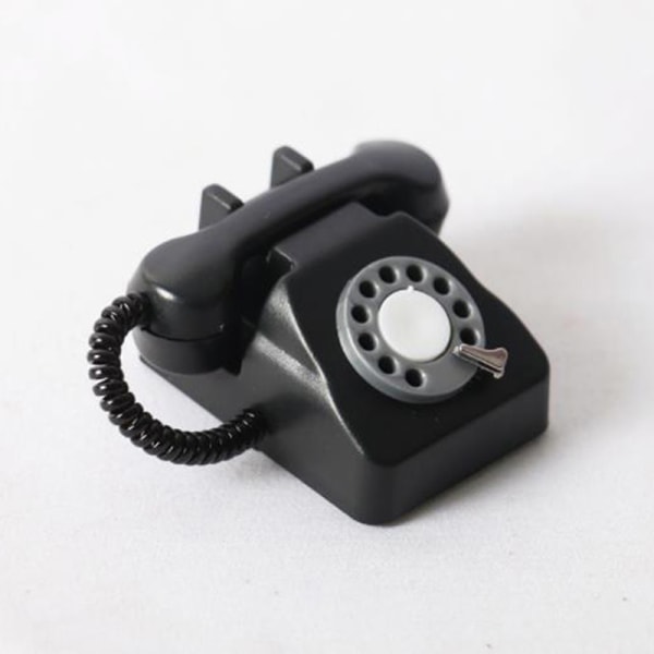 Dukkehusmøbler Kid Miniature plastik Telefonlegetøj Black