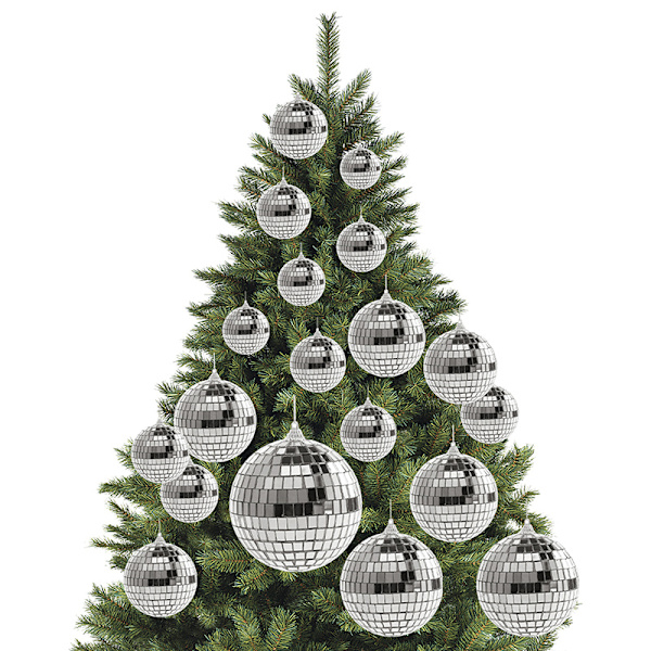 1Pack 2-10cm Julkula Xmas Tree Hängande Ornament Spegel 4CM 6Pcs/lot