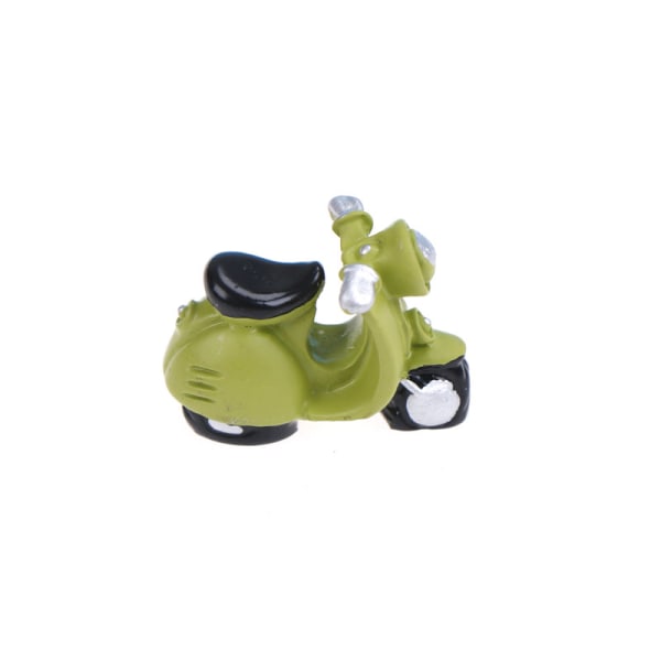 Dukkehus Miniatyr trehjulssykkel Motorsykkel Micro Landscape Fairy G Green Pearl