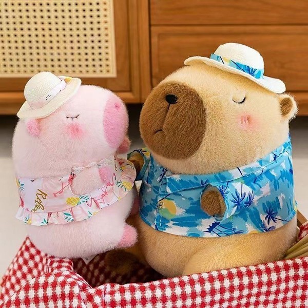 Gul And-Anka Badring Capybara Plyschleksak Strandkläder Fylld Dock Blue 30CM