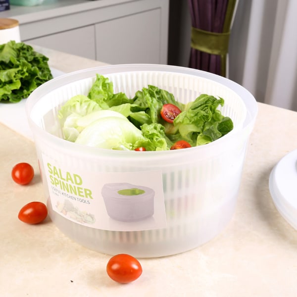 Plastic Salat Spinner Bladtørrer Salat Veg Drainer