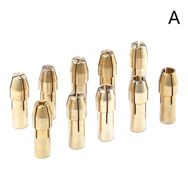 10/11 stk mini borespændepatron 0,5-3,2 mm diameter messing patroner gold +11pcs