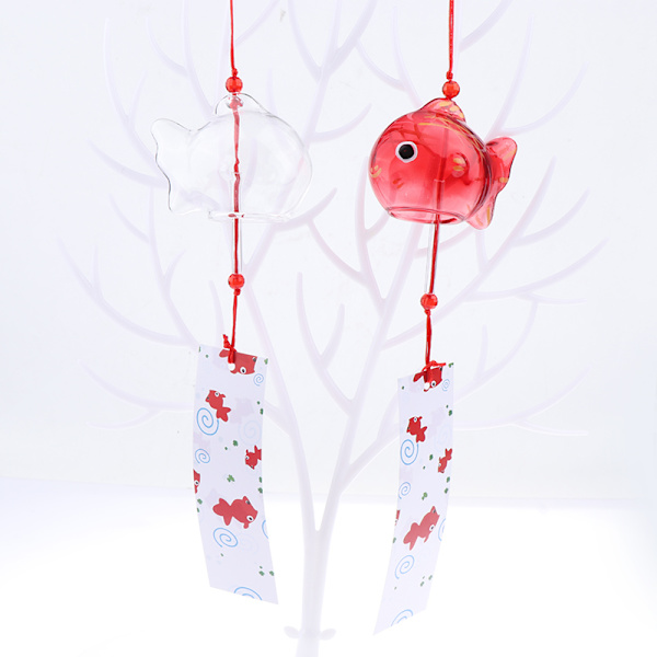 Wind Chime Chimes Glas Guldfisk Have Hængende Decor Red