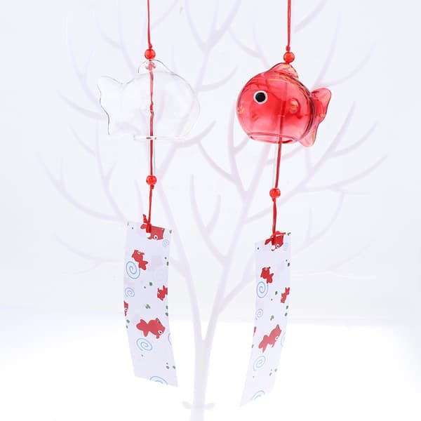 Wind Chime Chimes Glass Gullfisk hage hengende dekor Red