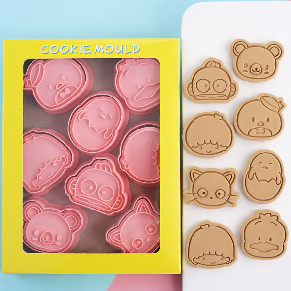 8 kpl / set DIY Cartoon Biscuit Mould Cookie ter leivontatyökalu