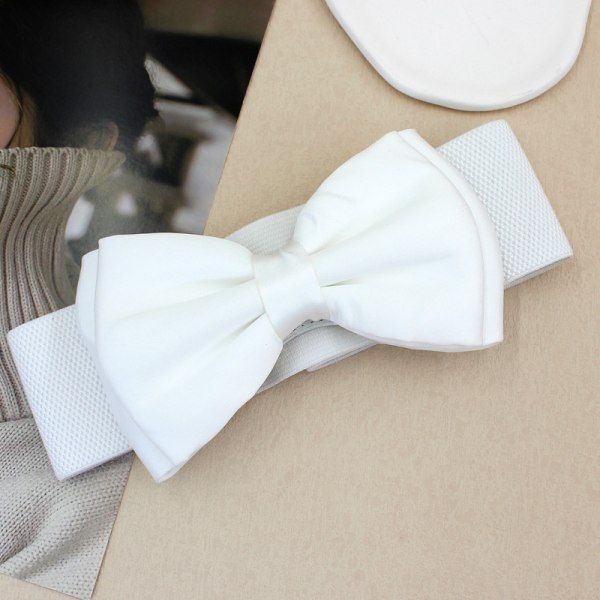 Kvinder Bowknot Stretch Bukle Bæltekjole tilbehør White