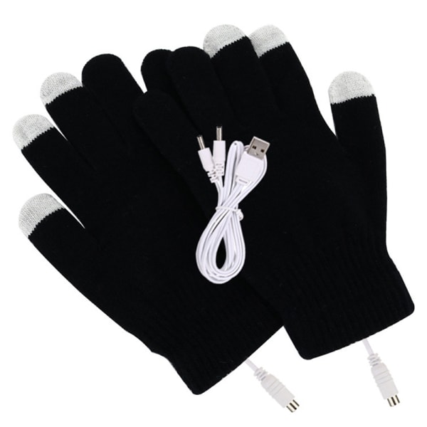 USB uppvärmda handskar varma konstant temperatur touch handskar Black