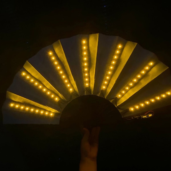 Glød Folding LED Fan Dansende Lys Halloween Jul Yellow