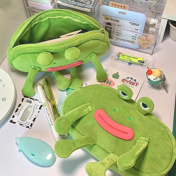 Funny Big Mouth Frog Pen Taske Studerende Desktop Papir Opbevaring A1