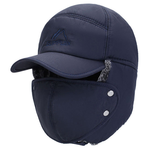 Talven lämmin paksu tekoturkis Bomber Hat cap Navy blue