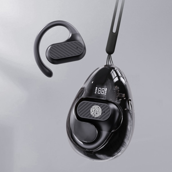 Trådløs ørekrog høretelefon Stereo hovedtelefon med hængende Black