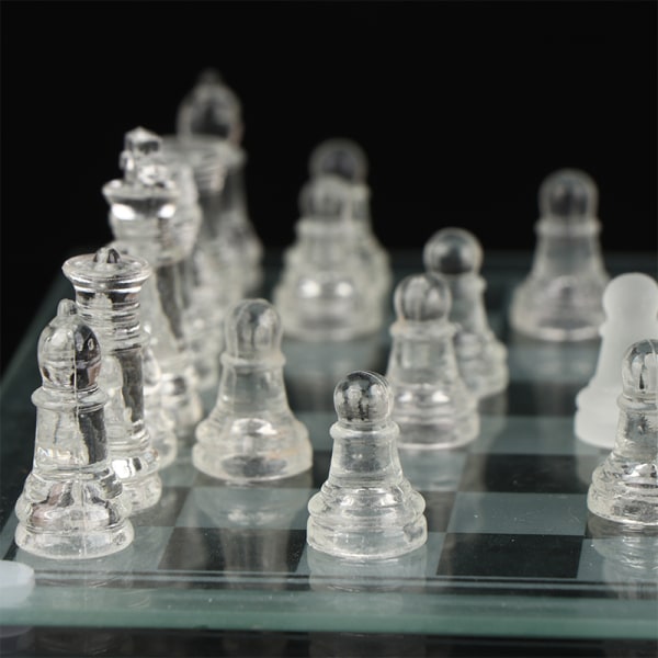 1sett Craft Crystal Glass Chess Set Anti-broken sjakkspill