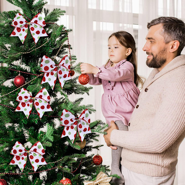 3 st julband med glittervåg och prickar för juldekoration White