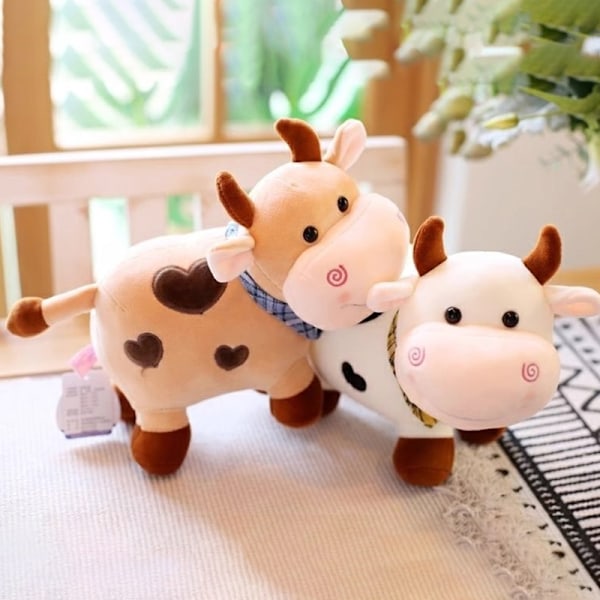 Plushdjur med tecknad ko, mjuk hemdekorationsp kudde Random