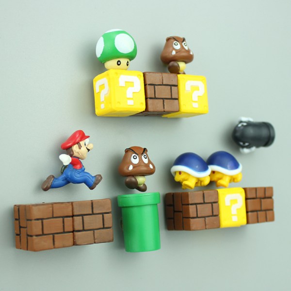 Klassinen 3D Super Mario Jääkaappi Vahva Jääkaappi Magneettitikku 10pcs B