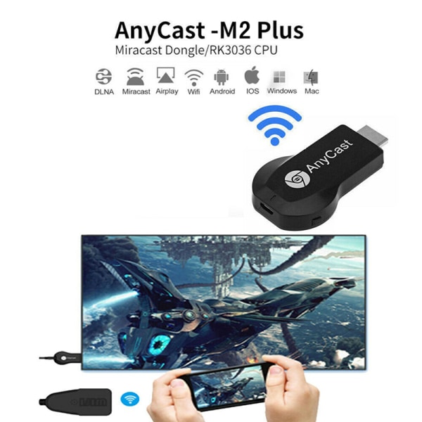 4K AnyCast M2 Plus WiFi Display Dongle HDMI-mediasoitin
