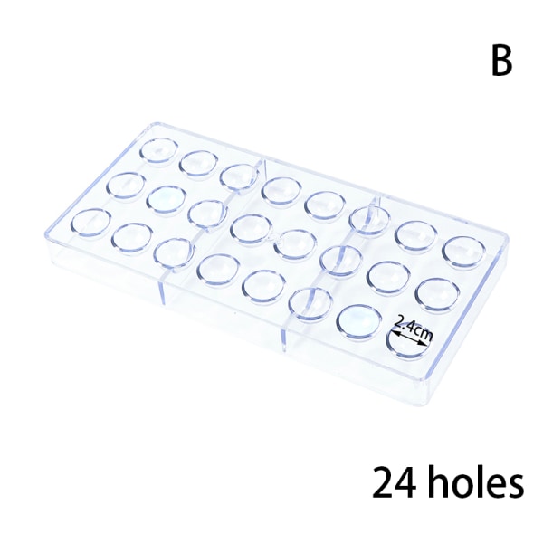 3D Chokoladeform Polycarbonat Kuglekugle Tykke Kageforme Ch 24 holes