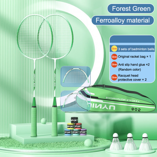 Badminton Dobbel Racket Legering Carbon Dobbel Racket Sett B