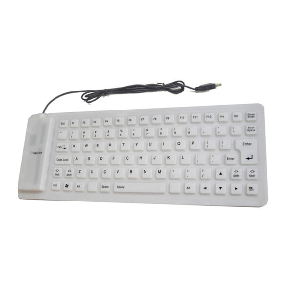85 taster bærbart mini-USB-tastatur Vandtæt silikone-tastatur White 1d52 |  White | Fyndiq
