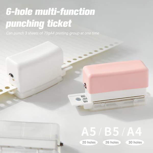 6 hull A4 B5 Løsblad Papirhull Standard hullstans hine Pink