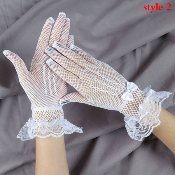 Kvinder Handsker Mesh Fishnet Handsker Lace Vanter Full Finger White-B 99e2 | | Fyndiq