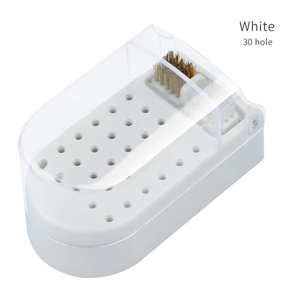 30-hulls Nail Art Slipehode Oppbevaringsboks Drill Oppbevaringsboks White