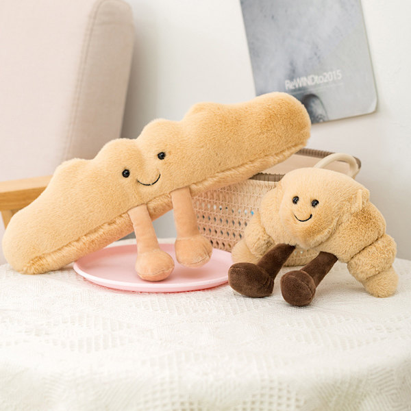 Mjuk tecknad Pretzel Crossant Toast Bröd Doll Plyschleksak A3