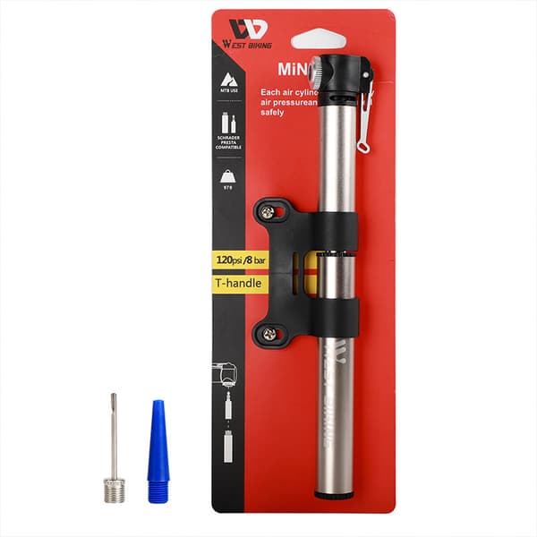 Cykelpump Mini Bärbar MTB landsvägscykelpump silver