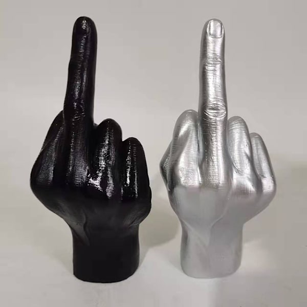 Nordisk stil mellomfingerstatue Resin Craft Sculpture Decor Black