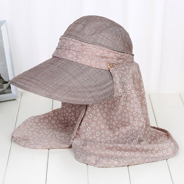 Dame Visir Hat Sammenleggbar Roll Up Wide Rim Cap Khaki
