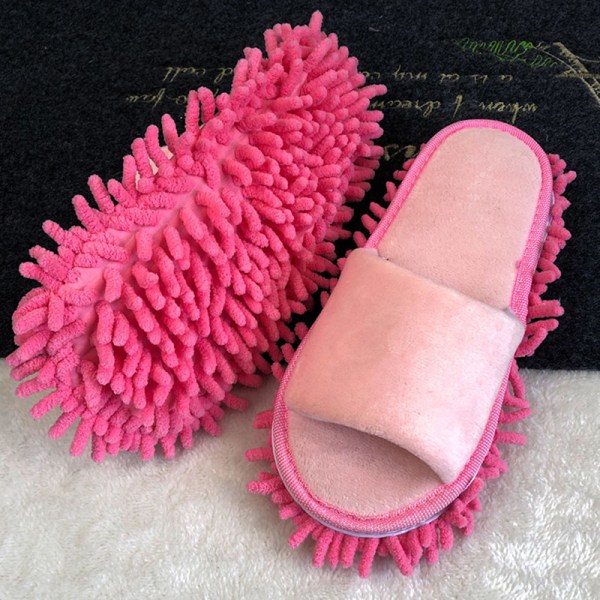 Rens hjemmesko til at tørre gulvet af med åbentåede aftørringstøfler Pink L