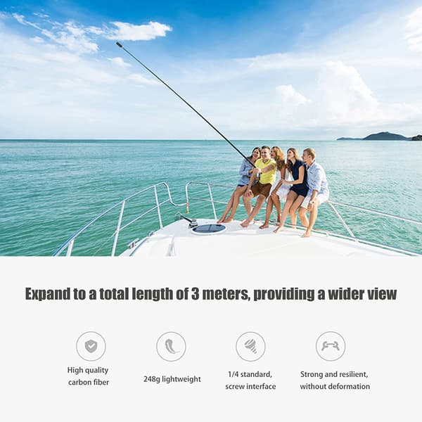 3M Karbonfiber Usynlig Extended Edition Selfie Stick For Ins one size