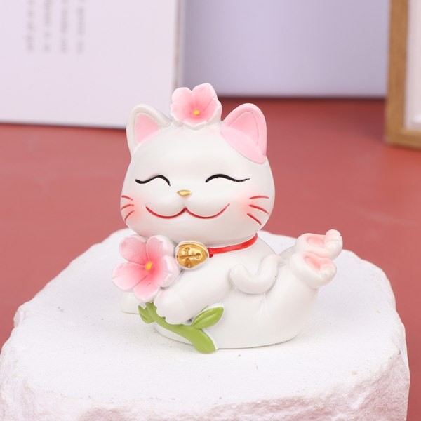 Resin Lucky Cat Ornament Cherry Blossom Cats Telefon Stand Holder F