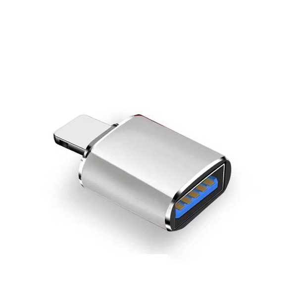 USB 3.0 OTG Adapter For iPhone iPad Adapter Dataoverføringshode Silver