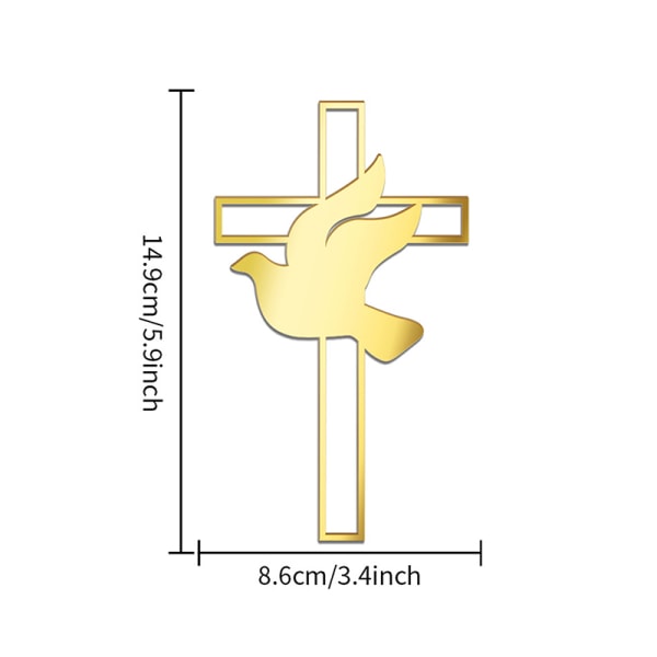 Cross Peace Dove Cake Topper Guld Akryl kagedekor