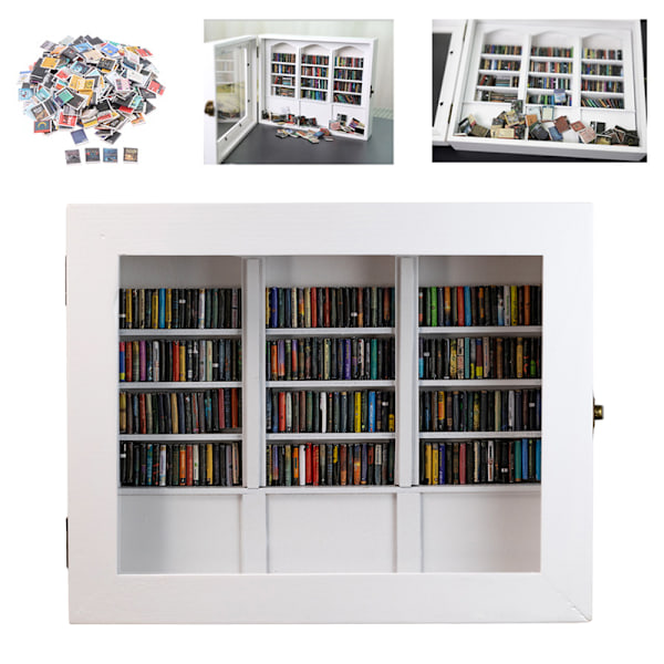 Miniatyrbibliotek Anti-Bokhylla Trä Miniatyr Prydnad Dockhus A