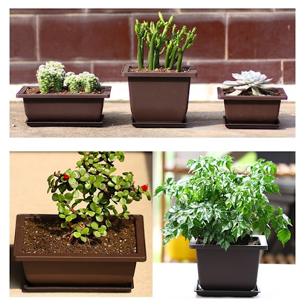 Imitert plast Balkong Firkantede Potter Blomst Bonsai Bowl Nurser as the picutre A4