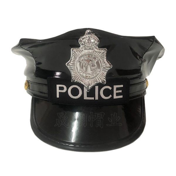 För Polis Hatt Kostym Uniform Hatt för cosplayfest Black
