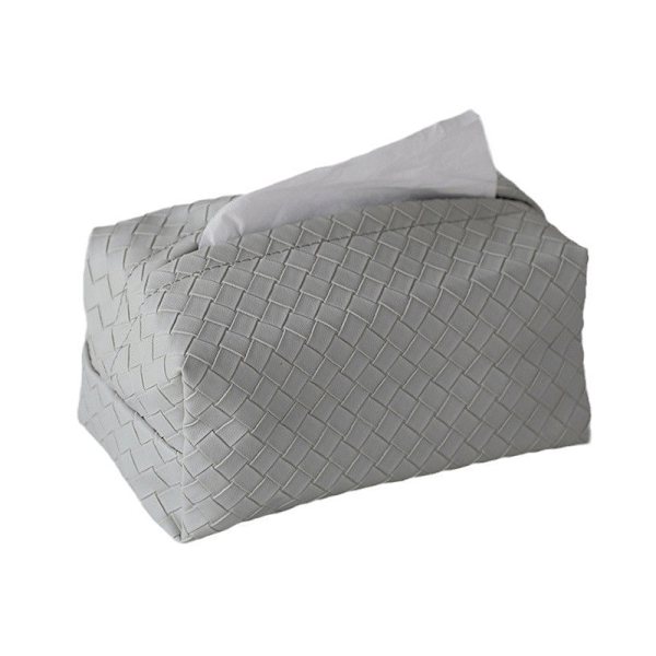 1st Väv Läder Tissue Box Chic Bilpappershållare Gray
