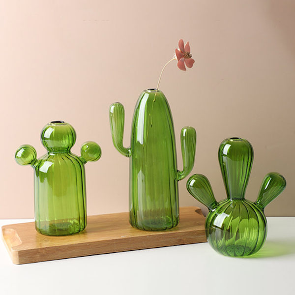 Kaktusglassvase til romdekorasjon Dekorativ glassflaske A3