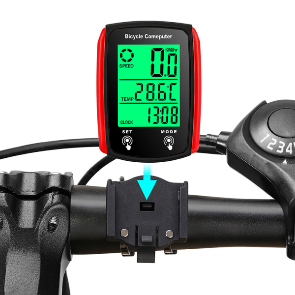 Kabelansluten hastighetsmätare för cykel LCD hastighetsmätare
