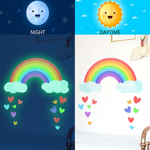 Rainbow Luminous Wall Tarrat Glow Cloud Heart -seinätarra