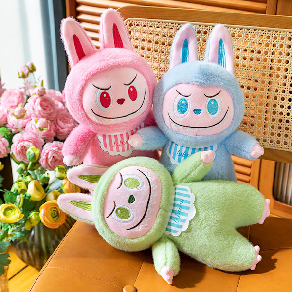 28cm Labubu Plyschdocka Kawaii Mjukisdjur Mjuk Figur Modell Bi Light green