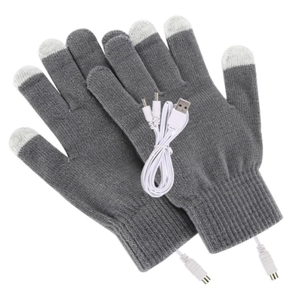 USB uppvärmda handskar varma konstant temperatur touch handskar Gray