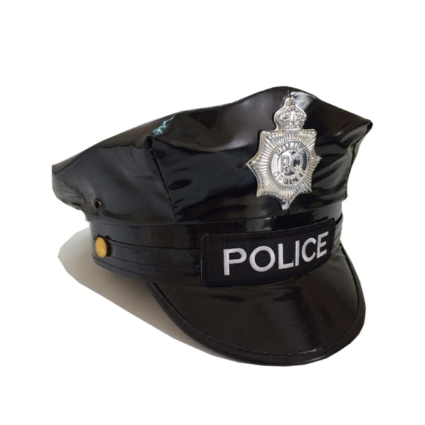 För Polis Hatt Kostym Uniform Hatt för cosplayfest Black