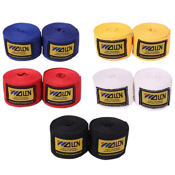 2 rullar/ set bomullsboxning MMA handhandskar omslagsbälte white 5m