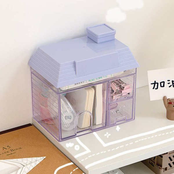 Läpinäkyvä Desktop Storage Box House kynäpidikkeen organizer Coffee